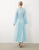 long sleeve chiffon tie detail maxi dress in sky blue