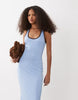 halter neck bodycon midi dress in blue