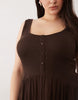 Curve crinkle button up midi dress in chocolate