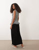 sleeveless midaxi dress with dropped waist in gingham print