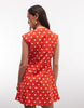 square neck button down mini sundress in red polka dots