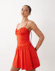 broderie cami mini dress in red