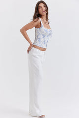 ivory linen mix trousers