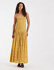 & Other Stories drop waist maxi dress with pleated skirt in yellow print