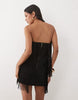 Mango Capsule off shoulder mini dress with tassles in black