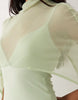 exaggerated cape maxi dress in sage green