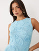 Wanderdoll Izzy knit abstract detail mini dress in light blue