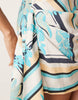 high neck drape detail mini dress in scarf print