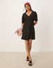 JDY linen mix mini shirt dress in black