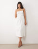 Kaiia exclusive cotton shirred bust detail midi dress in white