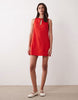 slash neck keyhole mini sundress in fiery red