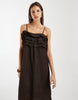 Object textured ruffle layered detail cami maxi dress in chocolate