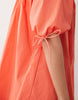 scoop neck poplin mini dress with tie sleeves in coral