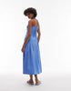 Topshop seamed detail bandeau midi dress in dusty blue
