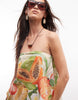 bandeau double layer romper in tropical print