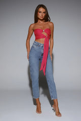 The New It Girl Strapless Crop Top Pink