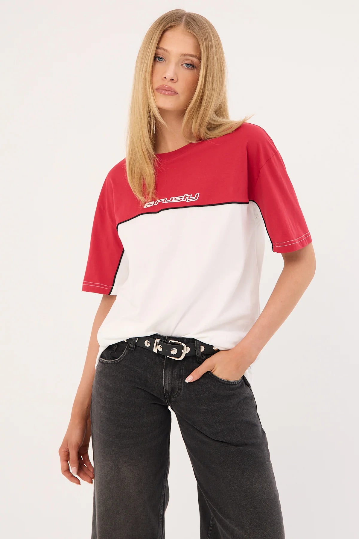Rusty Polar Popped Oversize Tee White/Washed Red