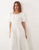 JDY drop waist midi dress in white