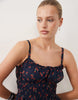 Abercrombie & Fitch strappy mini smock dress in navy strawberry print