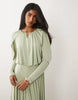 Daska ruched drop asymmetric waist with keyhole maxi dress in sage