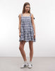 Daisy Street tiered smock mini dress in navy gingham