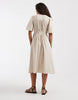 ONLY linen look midi shirt dress in beige