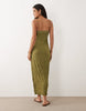 crinkle lace trim maxi dress in khaki green