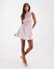 Daisy Street contrast stitch shirred mini dress in pink stripe
