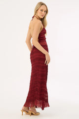 Luck & Trouble Marisole Gathered Maxi Skirt Burgundy