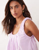 poplin scoop ruched neck mini sundress in washed lilac