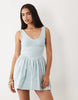 corset waist mini dress in pastel blue