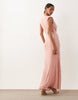 mesh plunge wrap detail maxi dress in baby pink