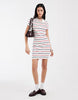 Tommy Jeans rib bodycon polo dress in navy/red stripe