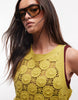 3D crochet floral mini dress in light green