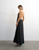 Topshop soft touch cupro halter neck low back maxi dress in washed black