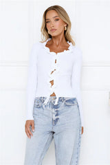 Irresistible Energy Knit Long Sleeve Top White