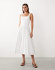Mango starring Hailey Bieber cotton mix scoop neck drop waist maxi dress in white