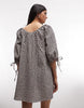 COLLUSION smock long sleeve mini dress in beige and black gingham