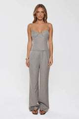 Classic Power Tailored Top Grey Pinstripe