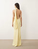 satin cowl neck scarf maxi dress in buttermilk