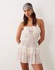 Miss Selfridge lace shirred strapless beach mini dress in cream