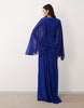 ARRANGE drop waist grecian draped cape sleeve maxi dress in cobalt blue