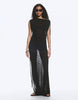 Weekday sheer slash neck maxi dress with ruched side detail in black