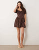 Miss Selfridge spun milkmaid mini dress in chocolate polka dots