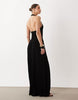 crinkle halter neck midi dress in black