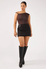 Perfect Stranger Beck Buckle Mini Skirt Black