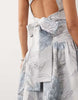 ASOS LUXE one shoulder jacquard maxi dress in blue floral