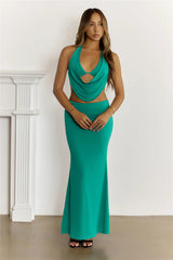 Glow After Dark Halter Maxi Dress Green