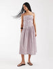 Reclaimed Vintage shirred bodice sundress in burgundy and cream stripe