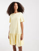 Pieces drop waist short sleeve mini dress in pale yellow